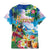 Hawaii Cocktails Family Matching Mermaid Dress and Hawaiian Shirt Parrot with Cute Beach Landscape and Tropical Plants