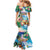 Hawaii Cocktails Family Matching Mermaid Dress and Hawaiian Shirt Parrot with Cute Beach Landscape and Tropical Plants