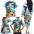 Hawaii Cocktails Family Matching Off The Shoulder Long Sleeve Dress and Hawaiian Shirt Parrot with Cute Beach Landscape and Tropical Plants