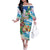 Hawaii Cocktails Family Matching Off The Shoulder Long Sleeve Dress and Hawaiian Shirt Parrot with Cute Beach Landscape and Tropical Plants