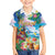 Hawaii Cocktails Family Matching Off The Shoulder Long Sleeve Dress and Hawaiian Shirt Parrot with Cute Beach Landscape and Tropical Plants