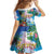 Hawaii Cocktails Family Matching Off Shoulder Short Dress and Hawaiian Shirt Parrot with Cute Beach Landscape and Tropical Plants