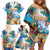 Hawaii Cocktails Family Matching Off Shoulder Short Dress and Hawaiian Shirt Parrot with Cute Beach Landscape and Tropical Plants