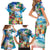 Hawaii Cocktails Family Matching Short Sleeve Bodycon Dress and Hawaiian Shirt Parrot with Cute Beach Landscape and Tropical Plants