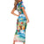 Hawaii Cocktails Family Matching Short Sleeve Bodycon Dress and Hawaiian Shirt Parrot with Cute Beach Landscape and Tropical Plants