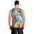 Hawaii Cocktails Men Tank Top Parrot with Cute Beach Landscape and Tropical Plants