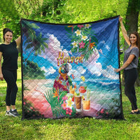Hawaii Cocktails Quilt Parrot with Cute Beach Landscape and Tropical Plants LT03 - Polynesian Pride