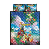 Hawaii Cocktails Quilt Bed Set Parrot with Cute Beach Landscape and Tropical Plants LT03 - Polynesian Pride
