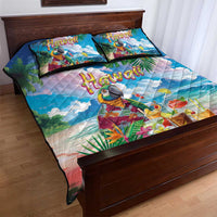 Hawaii Cocktails Quilt Bed Set Parrot with Cute Beach Landscape and Tropical Plants LT03 - Polynesian Pride