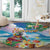 Hawaii Cocktails Round Carpet Parrot with Cute Beach Landscape and Tropical Plants