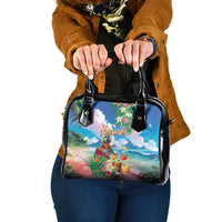 Hawaii Cocktails Shoulder Handbag Parrot with Cute Beach Landscape and Tropical Plants LT03 One Size Pastel - Polynesian Pride