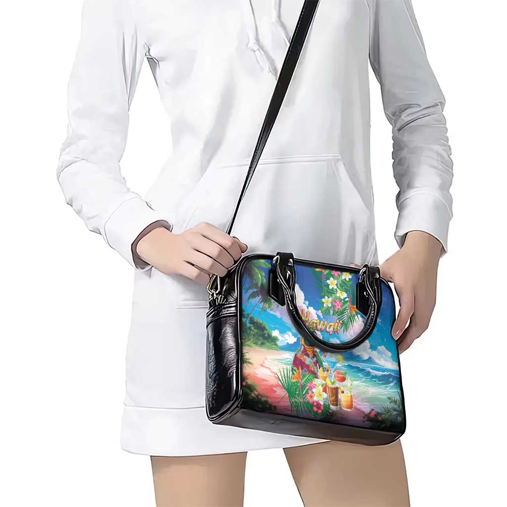 Hawaii Cocktails Shoulder Handbag Parrot with Cute Beach Landscape and Tropical Plants LT03 - Polynesian Pride