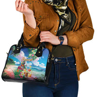Hawaii Cocktails Shoulder Handbag Parrot with Cute Beach Landscape and Tropical Plants LT03 - Polynesian Pride