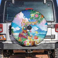 Hawaii Cocktails Spare Tire Cover Parrot with Cute Beach Landscape and Tropical Plants LT03 Pastel - Polynesian Pride