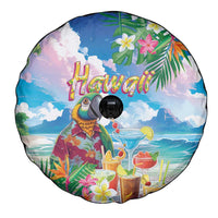 Hawaii Cocktails Spare Tire Cover Parrot with Cute Beach Landscape and Tropical Plants LT03 - Polynesian Pride