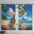 Hawaii Cocktails Window Curtain Parrot with Cute Beach Landscape and Tropical Plants