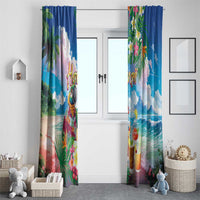 Hawaii Cocktails Window Curtain Parrot with Cute Beach Landscape and Tropical Plants LT03 - Polynesian Pride
