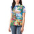 Hawaii Cocktails Women Polo Shirt Parrot with Cute Beach Landscape and Tropical Plants