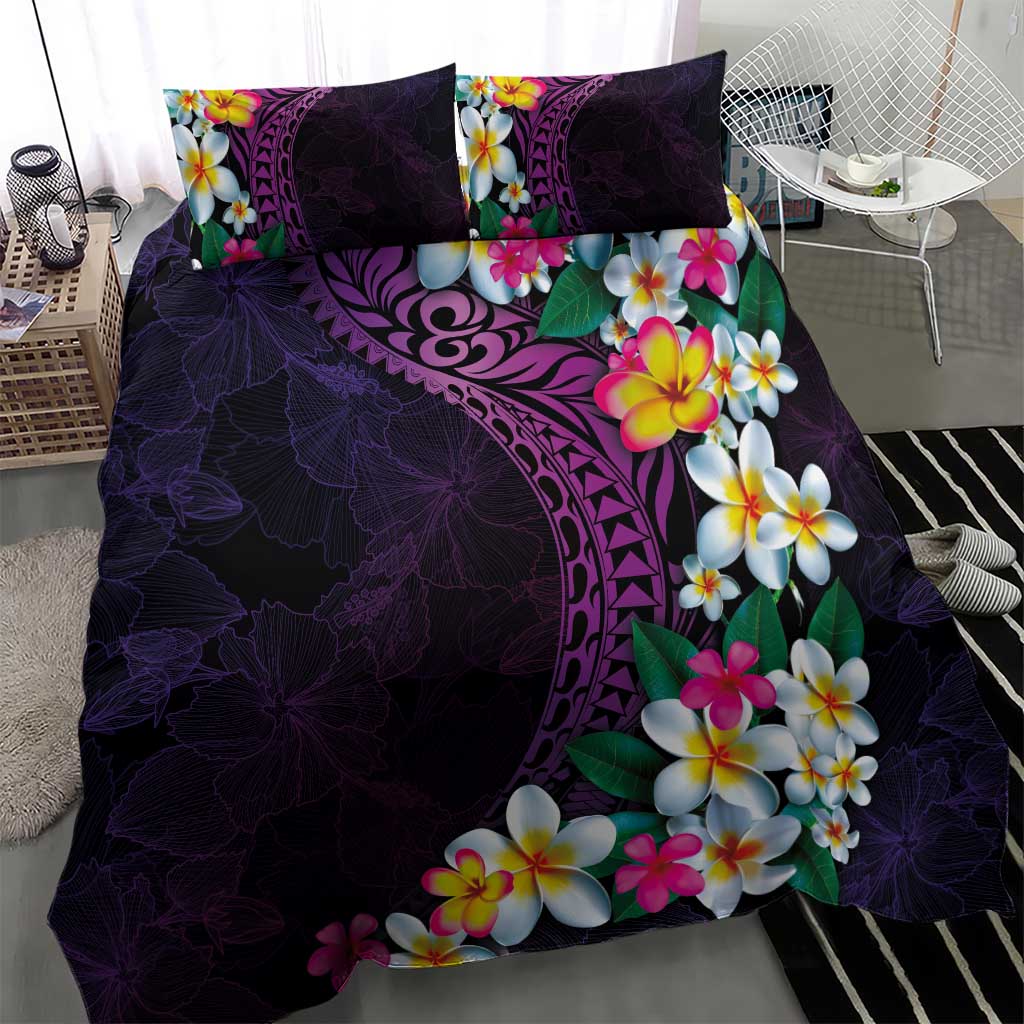 Hawaiian Plumeria-Polynesian Art Tattoo Mauve Color Bedding Set LT03 - Polynesian Pride