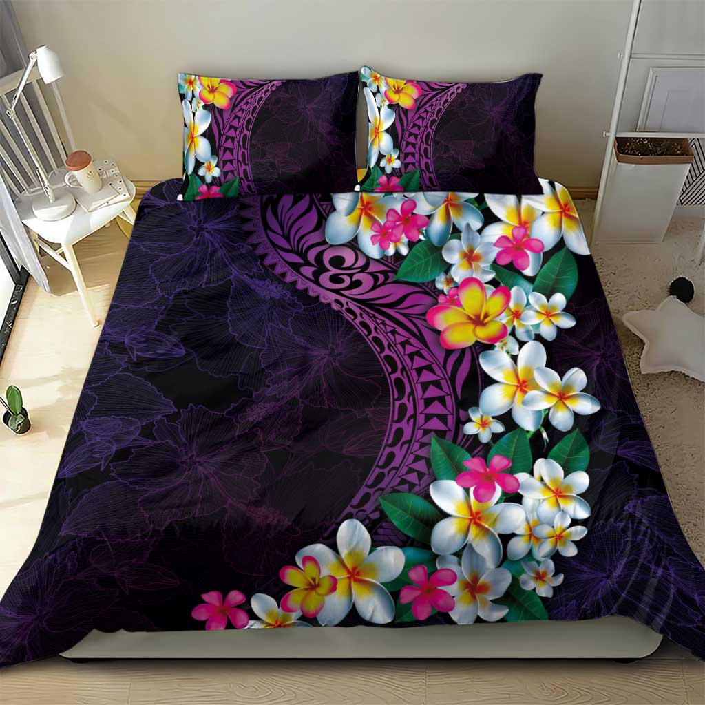 Hawaiian Plumeria-Polynesian Art Tattoo Mauve Color Bedding Set LT03 - Polynesian Pride