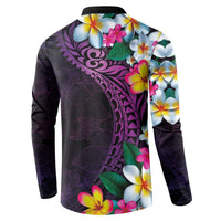 Hawaiian Plumeria-Polynesian Art Tattoo Mauve Color Button Sweatshirt LT03 - Polynesian Pride
