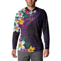 Hawaiian Plumeria-Polynesian Art Tattoo Mauve Color Button Sweatshirt LT03 - Polynesian Pride