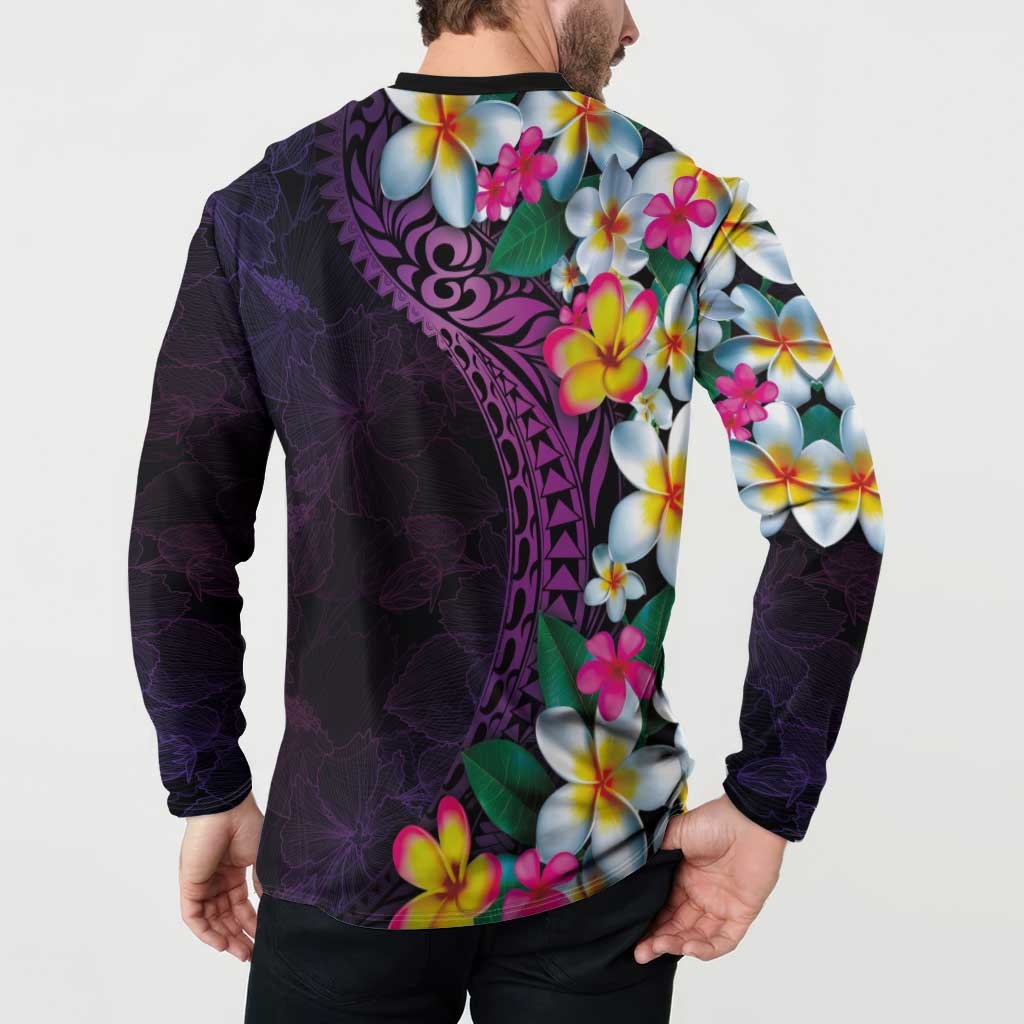 Hawaiian Plumeria-Polynesian Art Tattoo Mauve Color Button Sweatshirt LT03 - Polynesian Pride