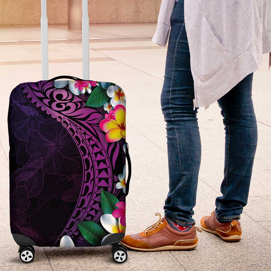 Hawaiian Plumeria-Polynesian Art Tattoo Mauve Color Luggage Cover