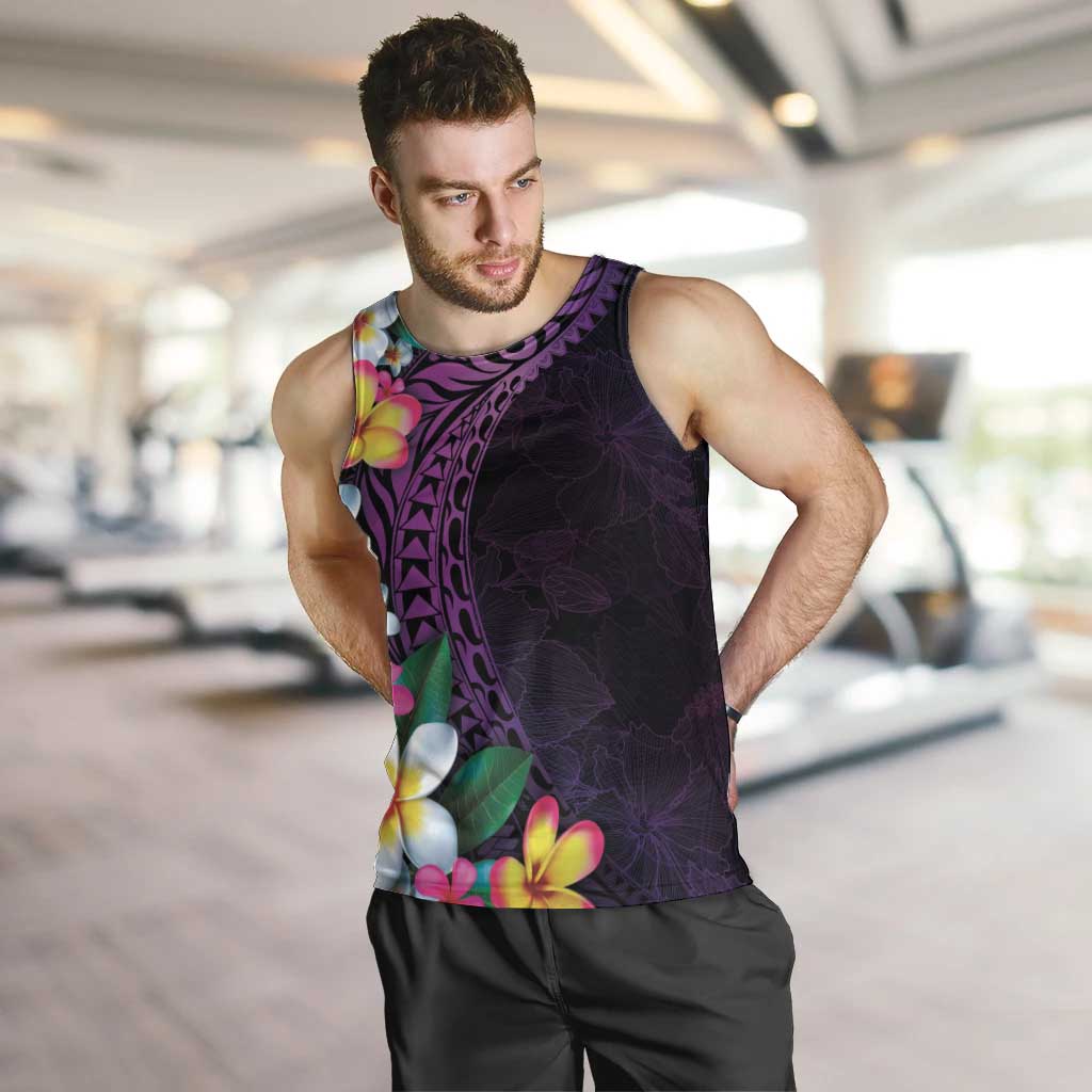 Hawaiian Plumeria-Polynesian Art Tattoo Mauve Color Men Tank Top