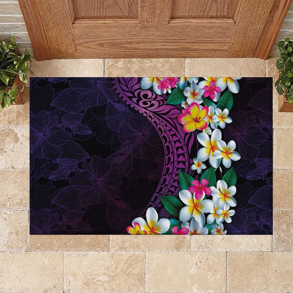 Hawaiian Plumeria-Polynesian Art Tattoo Mauve Color Rubber Doormat LT03 Purple - Polynesian Pride