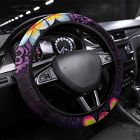 Hawaiian Plumeria-Polynesian Art Tattoo Mauve Color Steering Wheel Cover LT03 Universal Fit Purple - Polynesian Pride