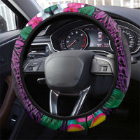 Hawaiian Plumeria-Polynesian Art Tattoo Mauve Color Steering Wheel Cover LT03 - Polynesian Pride