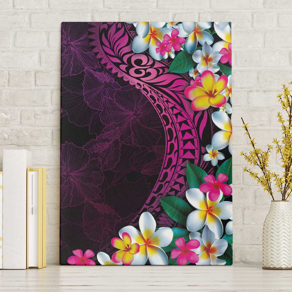 Hawaiian Plumeria-Polynesian Art Tattoo Plum Pink Color Canvas Wall Art LT03 Without Frame Pink - Polynesian Pride