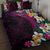 Hawaiian Plumeria-Polynesian Art Tattoo Plum Pink Color Quilt Bed Set