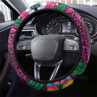 Hawaiian Plumeria-Polynesian Art Tattoo Plum Pink Color Steering Wheel Cover LT03 - Polynesian Pride