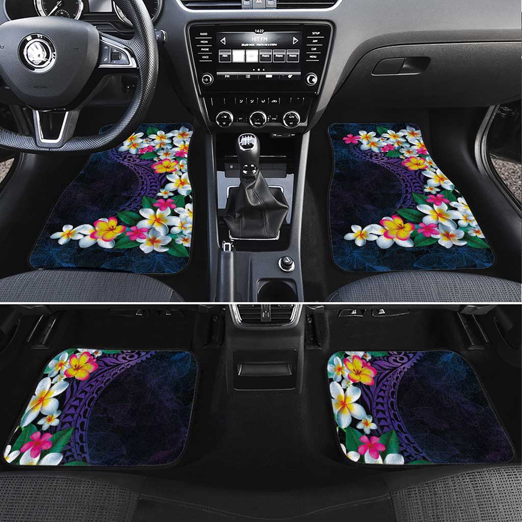 Hawaiian Plumeria-Polynesian Art Tattoo Frosted Blue Violet Color Car Mats LT03 Set 4pcs Blue - Polynesian Pride