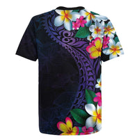 Hawaiian Plumeria-Polynesian Art Tattoo Frosted Blue Violet Color Rugby Jersey LT03 - Polynesian Pride