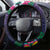 Hawaiian Plumeria-Polynesian Art Tattoo Frosted Blue Violet Color Steering Wheel Cover