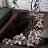 Hawaiian Plumeria-Polynesian Art Tattoo Grayscale Color Area Rug LT03 Gray - Polynesian Pride