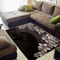 Hawaiian Plumeria-Polynesian Art Tattoo Grayscale Color Area Rug LT03 - Polynesian Pride