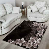 Hawaiian Plumeria-Polynesian Art Tattoo Grayscale Color Area Rug LT03 - Polynesian Pride