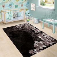 Hawaiian Plumeria-Polynesian Art Tattoo Grayscale Color Area Rug LT03 - Polynesian Pride