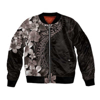 Hawaiian Plumeria-Polynesian Art Tattoo Grayscale Color Bomber Jacket LT03 Unisex Gray - Polynesian Pride