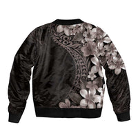 Hawaiian Plumeria-Polynesian Art Tattoo Grayscale Color Bomber Jacket LT03 - Polynesian Pride