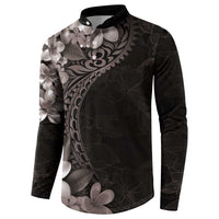 Hawaiian Plumeria-Polynesian Art Tattoo Grayscale Color Button Sweatshirt LT03 - Polynesian Pride