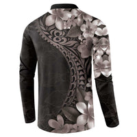 Hawaiian Plumeria-Polynesian Art Tattoo Grayscale Color Button Sweatshirt LT03 - Polynesian Pride