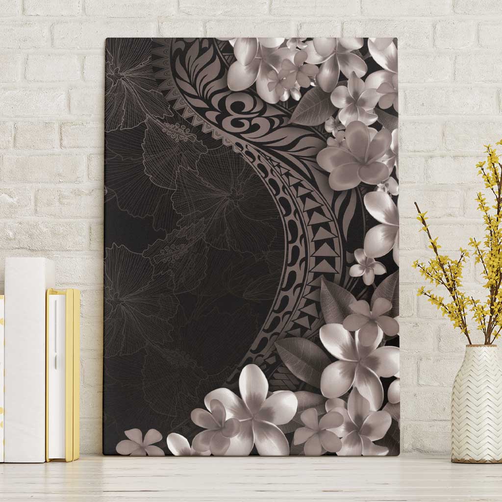 Hawaiian Plumeria-Polynesian Art Tattoo Grayscale Color Canvas Wall Art LT03 Without Frame Gray - Polynesian Pride