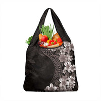 Hawaiian Plumeria-Polynesian Art Tattoo Grayscale Color Grocery Bag LT03 1-pack One Size Gray - Polynesian Pride
