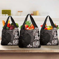 Hawaiian Plumeria-Polynesian Art Tattoo Grayscale Color Grocery Bag LT03 3-pack One Size Gray - Polynesian Pride
