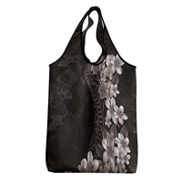 Hawaiian Plumeria-Polynesian Art Tattoo Grayscale Color Grocery Bag LT03 - Polynesian Pride